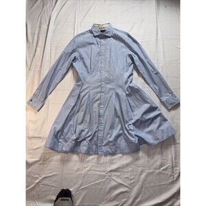Ralph Lauren Blue Shirt Skirt Dress Sz 14 Long Sleeve Button Up